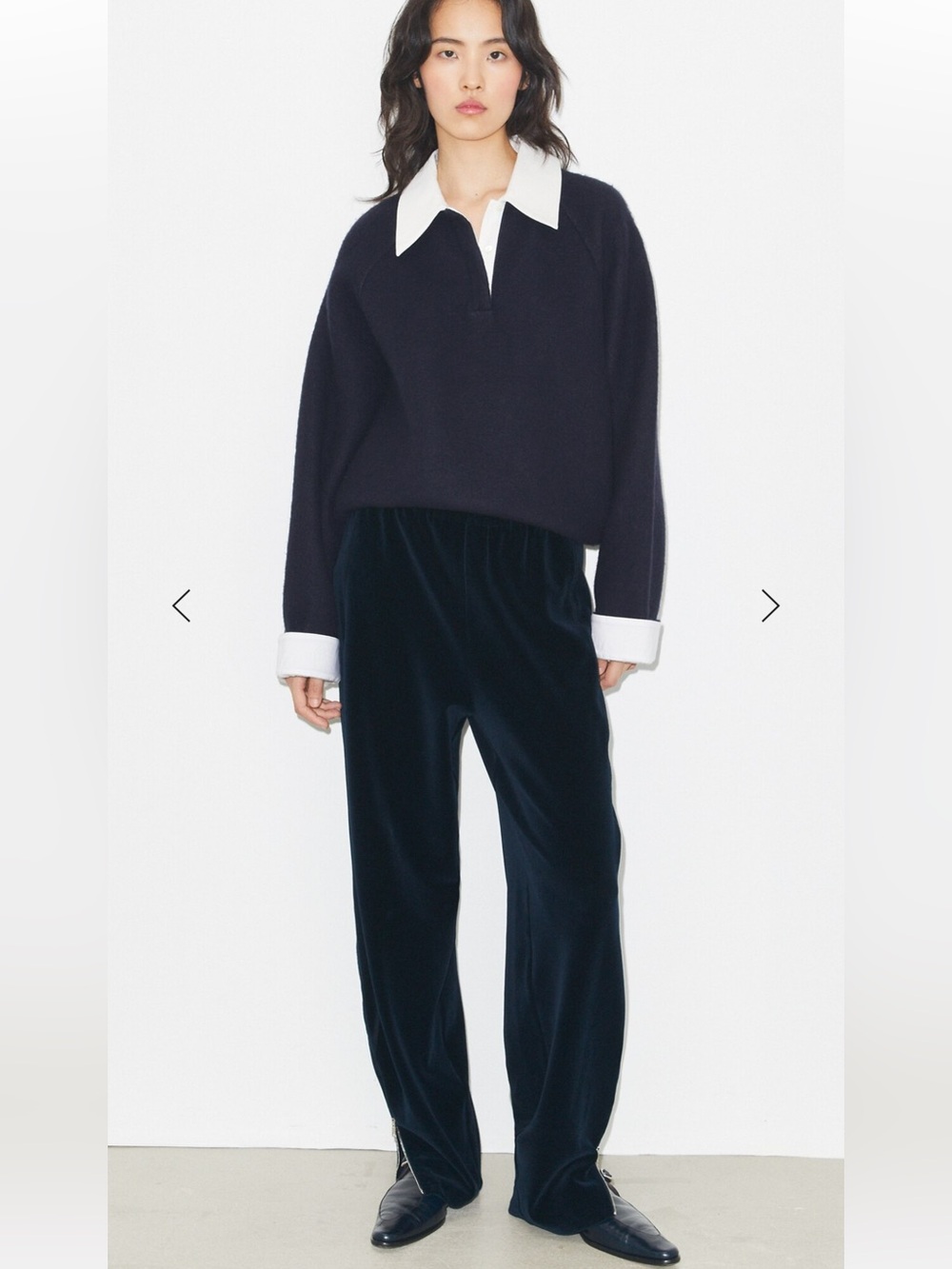 Tory Burch Navy Velour Sweatpant With Leg Zippers